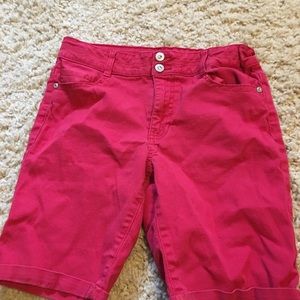 Girls red double button shorts